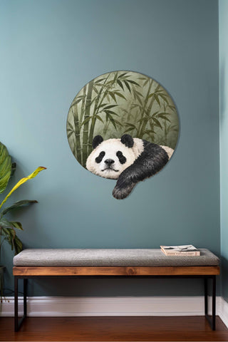 artnzu Bao: Uykucu Panda Renkli Metal Duvar Tablosu