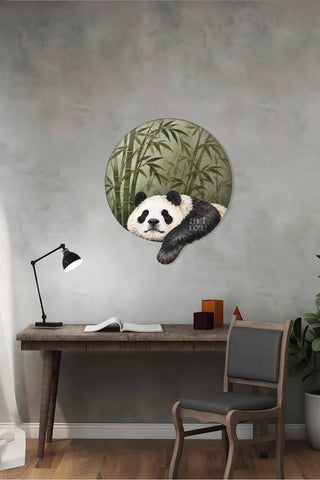 artnzu Bao: Uykucu Panda Renkli Metal Duvar Tablosu