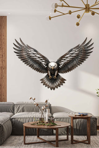 artnzu Göklerin Hakimi: Asil Kartal Renkli Metal Duvar Tablosu