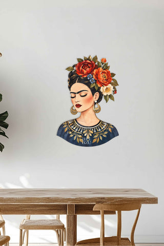 artnzu Frida'nın Düşü Çiçekli Taç Renkli Metal Duvar Tablosu