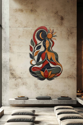 artnzu Namaste Denge: Ay ve Güneş Renkli Metal Duvar Tablosu