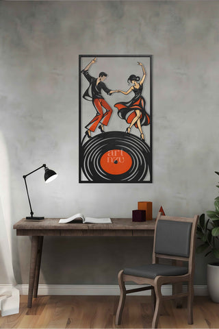 artnzu Retro Ritim Plaktaki Adımlar Renkli Metal Duvar Tablosu