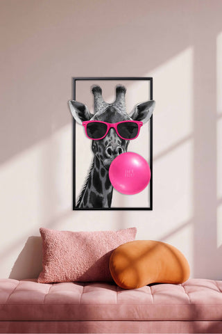 artnzu Retro Zürafa Renkli Metal Duvar Tablosu