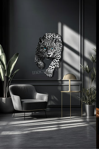 Kar Leoparı Metal Tablo
