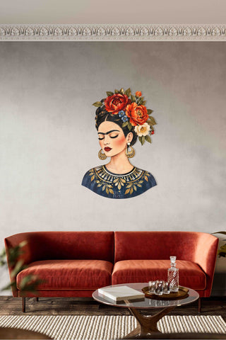 artnzu Frida'nın Düşü Çiçekli Taç Renkli Metal Duvar Tablosu