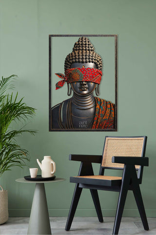 artnzu Buddha İçsel Uyanış Renkli Metal Duvar Tablosu