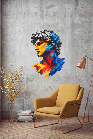 artnzu Renkli David Pop-Art Büst Metal Duvar Tablosu