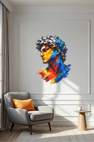 artnzu Renkli David Pop-Art Büst Metal Duvar Tablosu