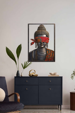artnzu Buddha İçsel Uyanış Renkli Metal Duvar Tablosu