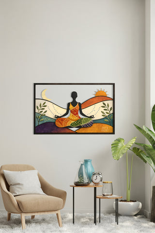artnzu İçsel Denge: Ay ve Güneş Meditasyonu Renkli Metal Duvar