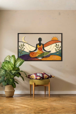 artnzu İçsel Denge: Ay ve Güneş Meditasyonu Renkli Metal Duvar