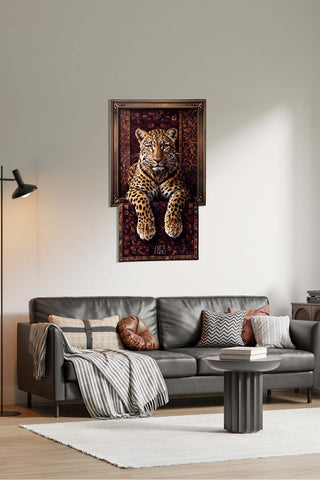 artnzu Mistik Leopar Renkli Metal Duvar Tablosu