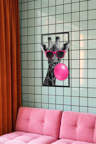 artnzu Retro Zürafa Renkli Metal Duvar Tablosu