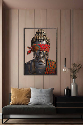 artnzu Buddha İçsel Uyanış Renkli Metal Duvar Tablosu