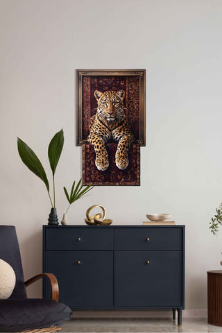 artnzu Mistik Leopar Renkli Metal Duvar Tablosu