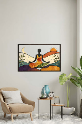 artnzu İçsel Denge: Ay ve Güneş Meditasyonu Renkli Metal Duvar