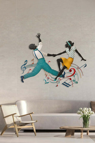 artnzu Swing Dansı Cazın Ritmi Renkli Metal Duvar Tablosu