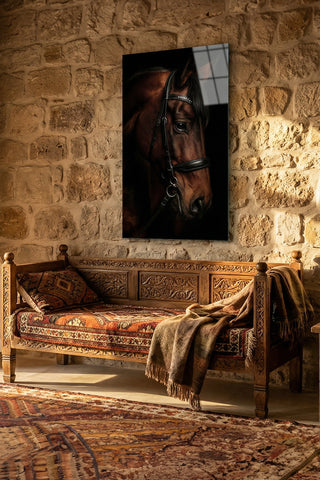 "Asil At Portresi" Dramatik Stil Modern Cam Tablo