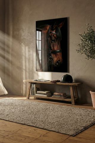 "Asil At Portresi" Dramatik Stil Modern Cam Tablo