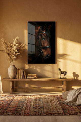 "Asil At Portresi" Dramatik Stil Modern Cam Tablo