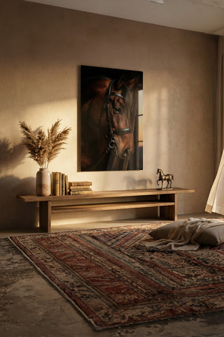 "Asil At Portresi" Dramatik Stil Modern Cam Tablo