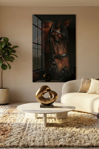 "Asil At Portresi" Dramatik Stil Modern Cam Tablo