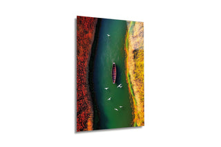 Autumn River Journey: Doğanın Sessiz Akışı Cam Tablo