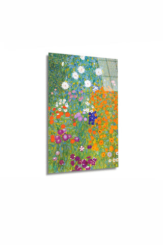 "Çiçek Bahçesi" Klimt Stil Sanatsal Cam Tablo