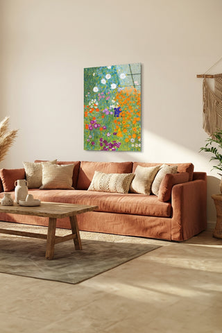 "Çiçek Bahçesi" Klimt Stil Sanatsal Cam Tablo