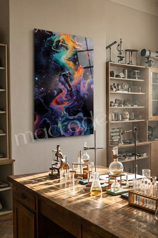"Cosmic Journey: Sonsuz Galaksi" Sürreal Cam Tablo
