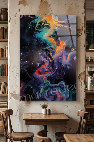"Cosmic Journey: Sonsuz Galaksi" Sürreal Cam Tablo