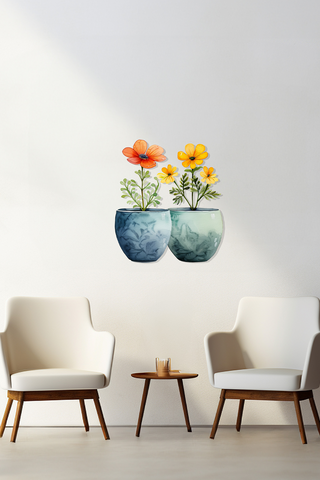 FLOWER POTS/SARI ÇİÇEKLİ SAKSILAR Metal Tablo