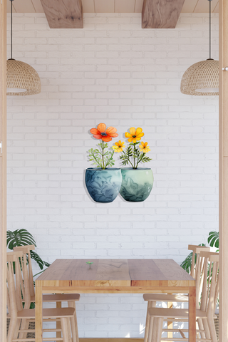 FLOWER POTS/SARI ÇİÇEKLİ SAKSILAR Metal Tablo