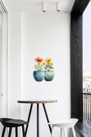FLOWER POTS/SARI ÇİÇEKLİ SAKSILAR Metal Tablo