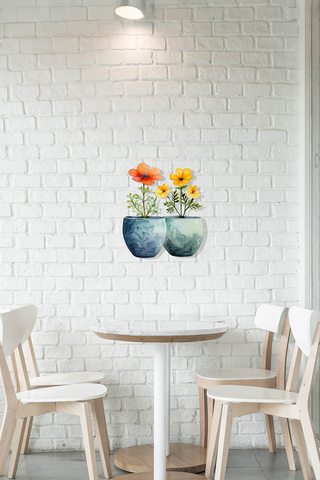 FLOWER POTS/SARI ÇİÇEKLİ SAKSILAR Metal Tablo