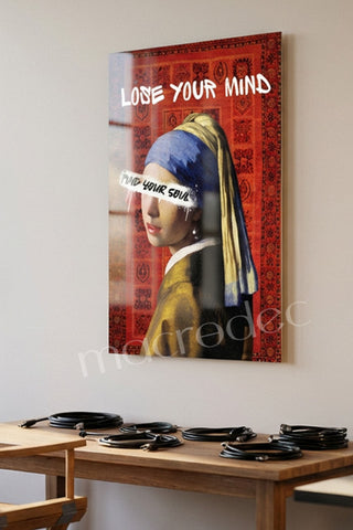 "Lose Your Mind: İnci Küpeli Kız" Modern Street Art Cam Tablo