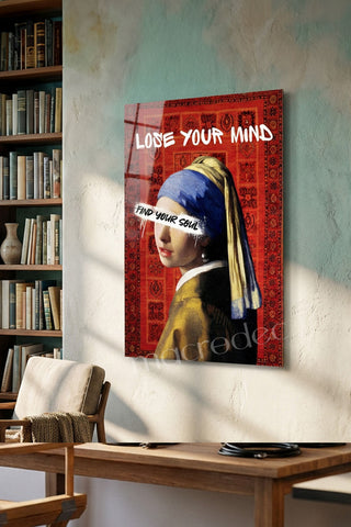 "Lose Your Mind: İnci Küpeli Kız" Modern Street Art Cam Tablo