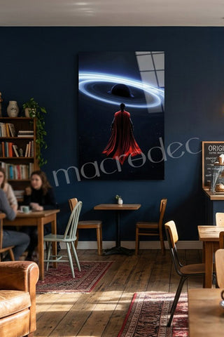 "Man of Steel: Karadelik ve Kozmik Kahraman" Sanatsal Cam Tablo -