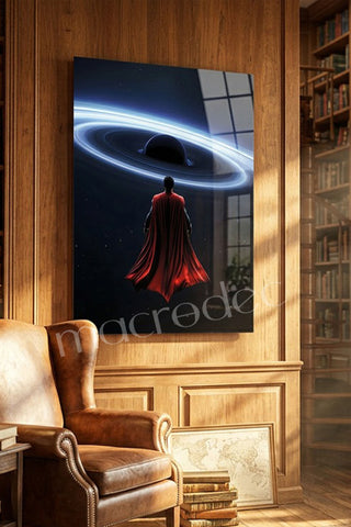 "Man of Steel: Karadelik ve Kozmik Kahraman" Sanatsal Cam Tablo -
