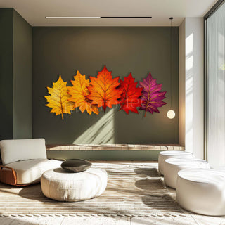 Luminous Leaves: Parlak Sonbahar Esintisi Metal Tablo