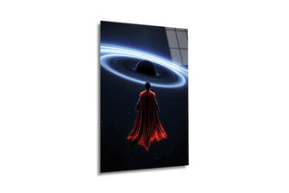"Man of Steel: Karadelik ve Kozmik Kahraman" Sanatsal Cam Tablo -
