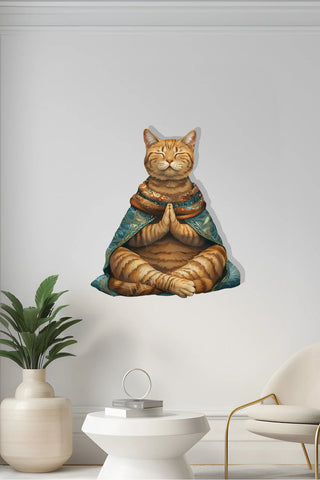 Meditasyon Yapan Kedi Metal Tablo