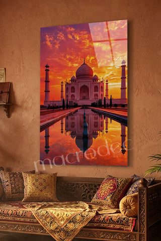 "Taj Mahal: Aşkın İhtişamı" Gün Batımı Cam Tablo