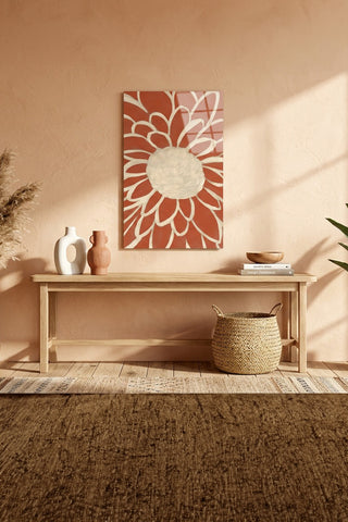 Terracotta Modern Çiçek Soyut Cam Tablo