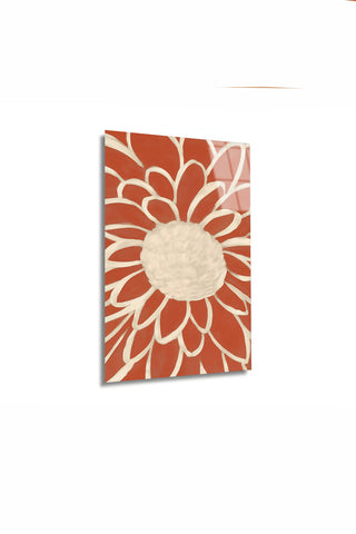 Terracotta Modern Çiçek Soyut Cam Tablo
