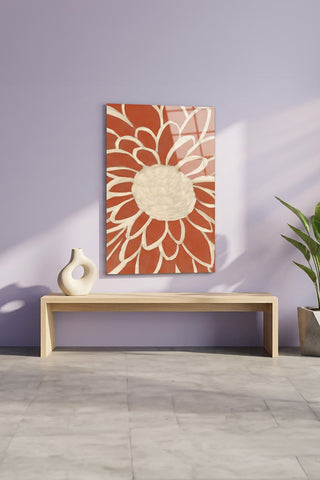 Terracotta Modern Çiçek Soyut Cam Tablo