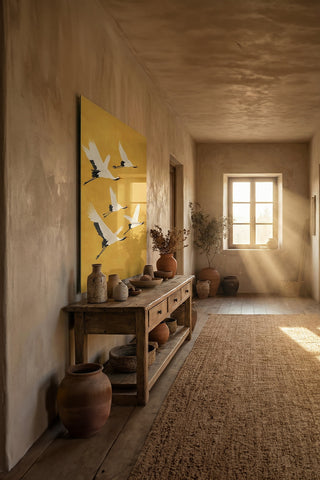 Turna Kuşları Zen Stil Modern Cam Tablo