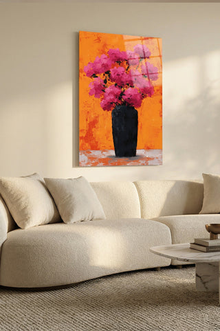 "Vibrant Flora" Modern Sanat Cam Tablo