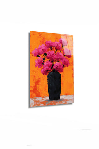 "Vibrant Flora" Modern Sanat Cam Tablo