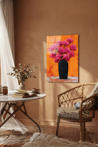 "Vibrant Flora" Modern Sanat Cam Tablo